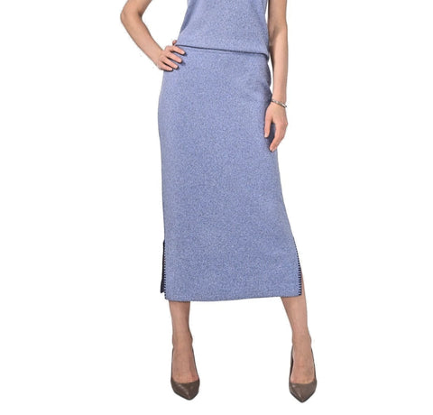 Vince Camuto Women's Washed Blue Whipstitched Midi Skirt | Vince Camuto In Lebanon