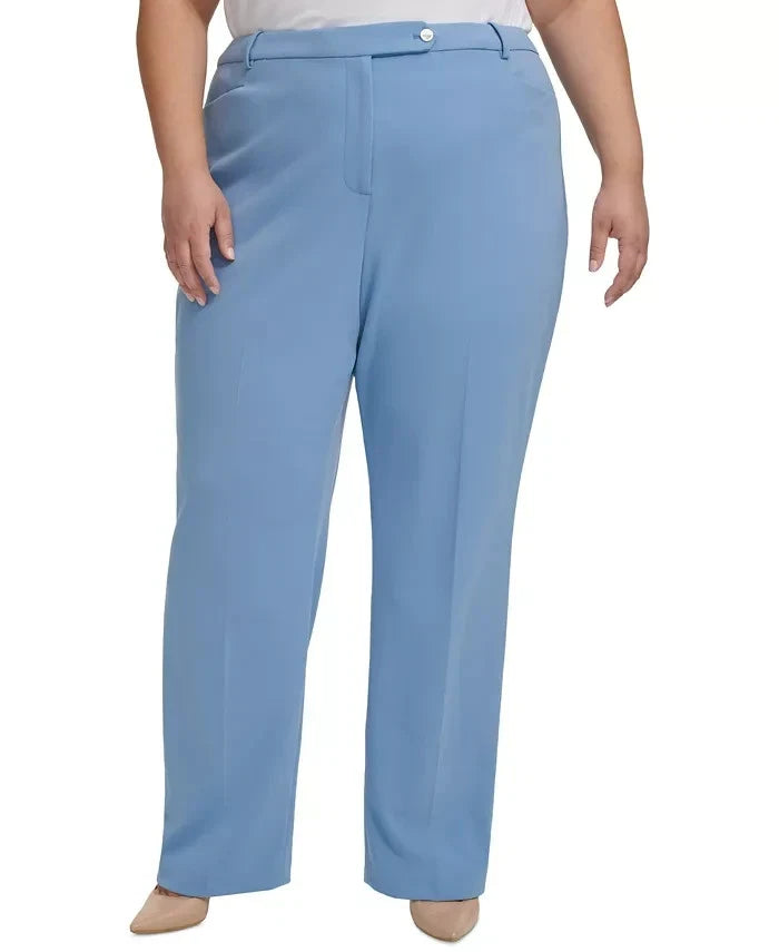 Calvin KleinWomen’s Blue Plus Size Mid-Rise Straight-Leg Trousers |Calvin Klein in Lebanon