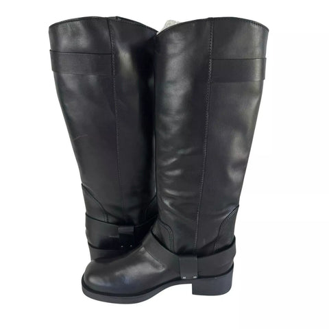 Arezzo Women's Black Clara Knee-High Leather Tall Motorcycle Boots |Arezzo In Lebanon