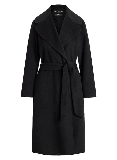 Lauren Ralph Lauren Women's Black Double Faced Wool Blend Wrap Coat | Lauren Ralph Lauren In Lebanon