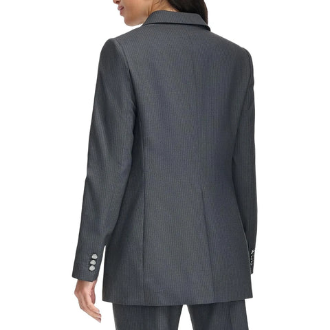 Calvin Klein Women's Charcoal Gray / Cream Pinstripe One-Button Blazer | Calvin Klein In Lebanon