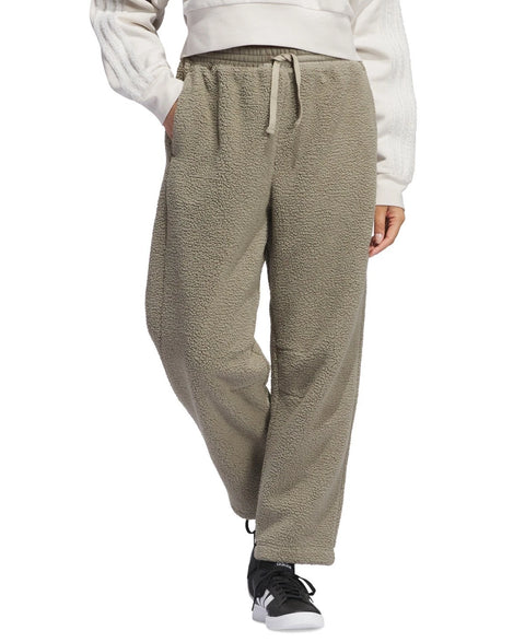 Adidas Women's Clay Green Sherpa Barrel-Leg Elastic Waist Pull On Sweatpants | Adidas In Lebanon