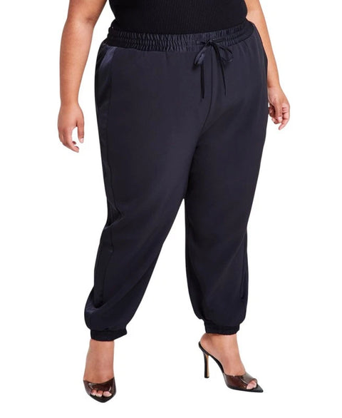 Nina Parker Women’s Black Trendy Plus Size Wide-Leg Jogging Pants | Nina Parker in Lebanon