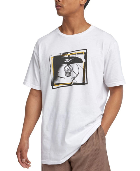 Reebok Men's White B-Ball Hoop Graphic T-Shirt|Reebok In Lebanon