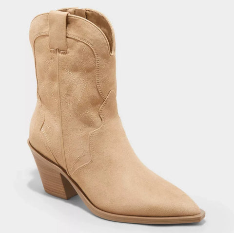 Universal Thread Women's Tan Suede Jacey Medium Width Western Ankle Boots | Universal Thread In Lebanon