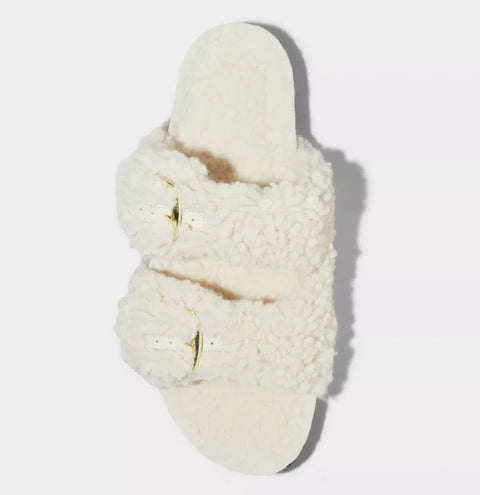 Auden Women's Cream Jane Two Band Buckle Slide Slippers | Auden In Lebanon