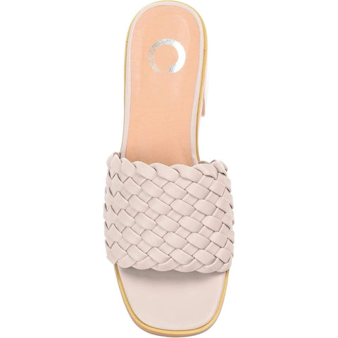 Journee Collection Women's Light Gray Fylicia Block Heel Woven Slide Sandal |Journee Collection In Lebanon