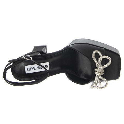 Steve Madden Women's Black Satin Darla Heeled Sandal |Steve Madden In Lebanon