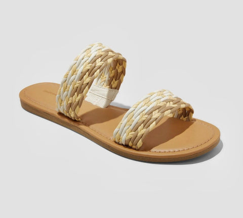 Universal Thread Women's Tan Anita Basketweave Two-Band Slippers | Universal Thread In Lebanon