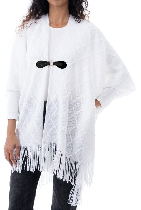 Style & Co Women's White Fringe-Trim Toggle-Buckle Scarf |Style & Co in Lebanon