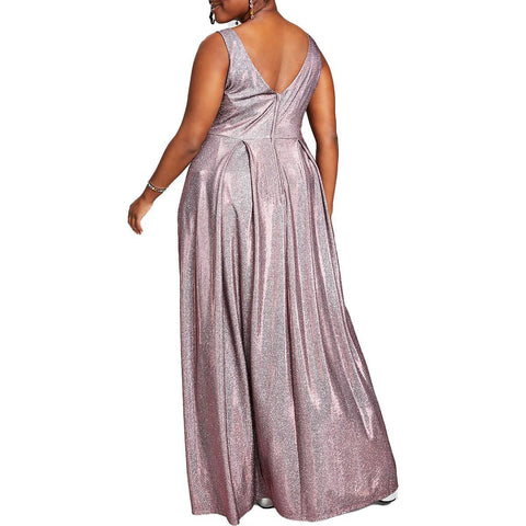 B Darlin Women's Pink Metallic Dress ABF193 shr