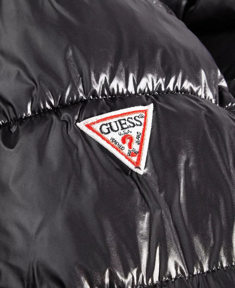 Guess Men's Black Hooded Puffer Jacket | Guess In Lebanon