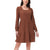 Frye Women's Brown Mocha Ribbed Long Sleeve Square Neck Dress