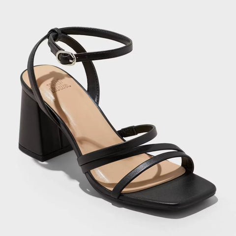 Wild Fable Women's Black Patricia Strappy Block Heels with Memory Foam Insole | Wild Fable In Lebanon