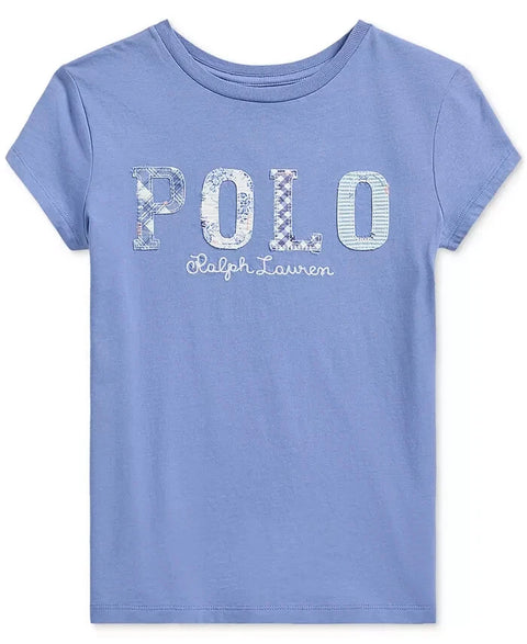 Polo Ralph Lauren Girl's Blue Mixed-Logo Cotton T-Shirt  |Polo Ralph Lauren In Lebanon