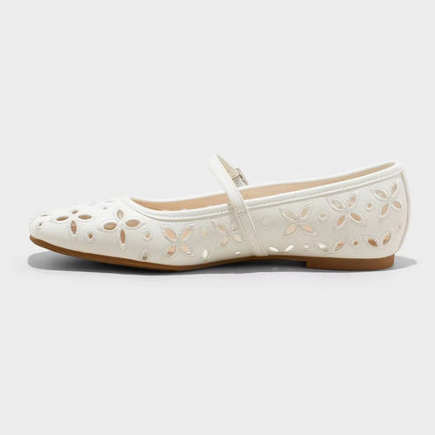 Wild Fable Women's White Elsa Eyelet Mary Jane Ballet Ballerina | Wild Fable In Lebanon