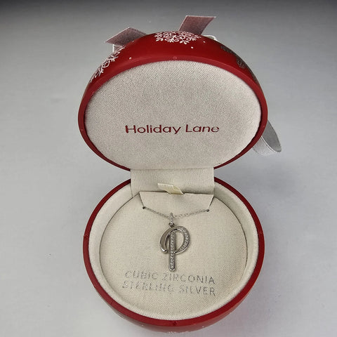Holiday Lane Women's Silver Cubic Zirconia "P" Initial Pendant Necklace | Holiday Lane In Lebanon