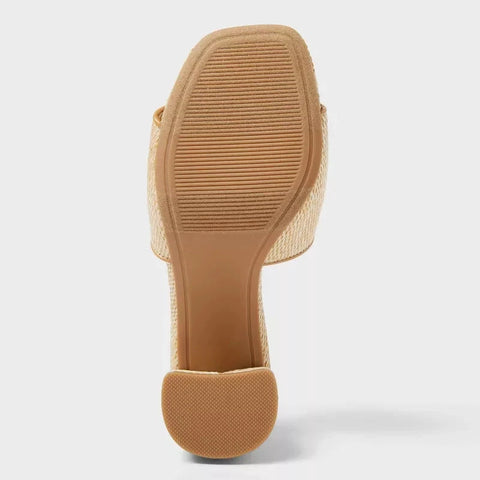 A New Day Women's Tan Arden Raffia Block Heels with Memory Foam Insole | A New Day In Lebanon