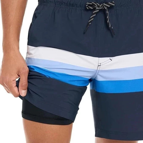 Hurley Men's Navy Multi Striped Trunks Swim Shorts |Hurley In Lebanon