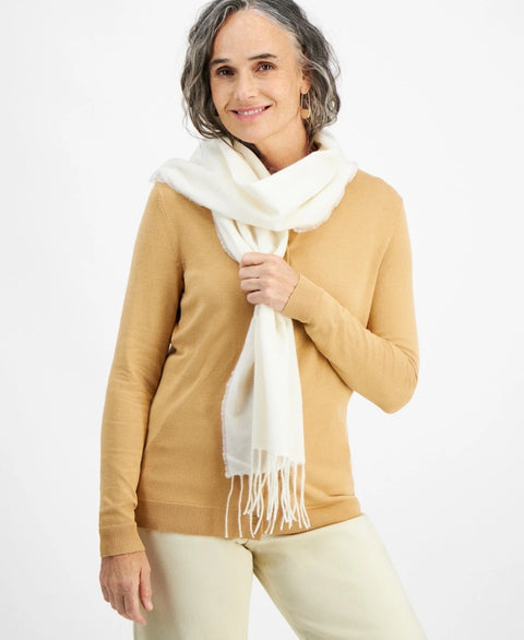 Style & Co Women's Ivory Fringe Detail Solid Soft Wrap | Style & Co In Lebanon