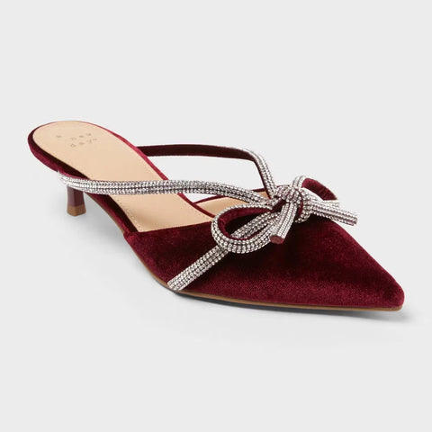 A New Day Women's Plum Gwen Rhinestone Bow Heels|A New Day In Lebanon