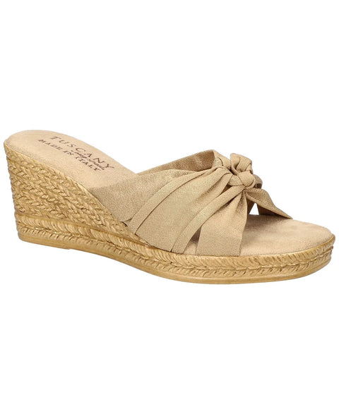 Easy Street Women's Beige Ghita Slip-On Wedge Sandals | Easy Street In Lebanon