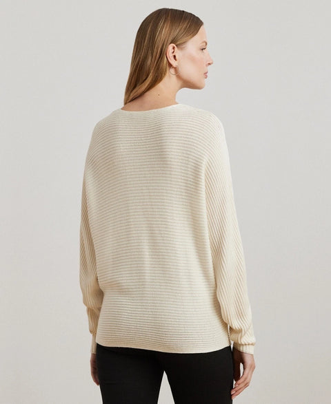 Lauren Ralph Lauren Women's Off White Rib-Knit Dolman-Sleeve Sweater | Lauren Ralph Lauren In Lebanon