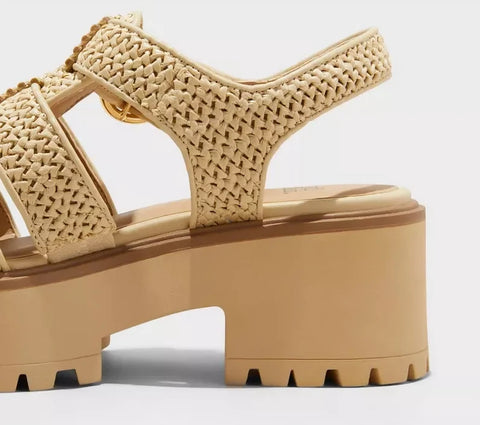 Wild Fable Women's Tan Elide Raffia Fisherman Platform Sandals | Wild Fable In Lebanon