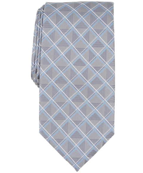 Perry Ellis Portfolio Men's Silver  Karmen Grid Tie  | Perry Ellis Portfolio In Lebanon