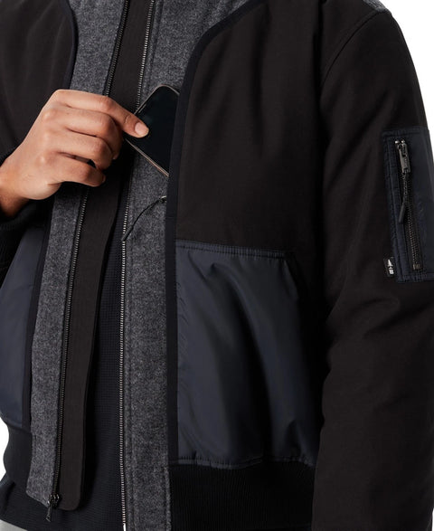 Bass Outdoor Men's Black Mixed Media Bomber Jacket | Bass Outdoor In Lebanon