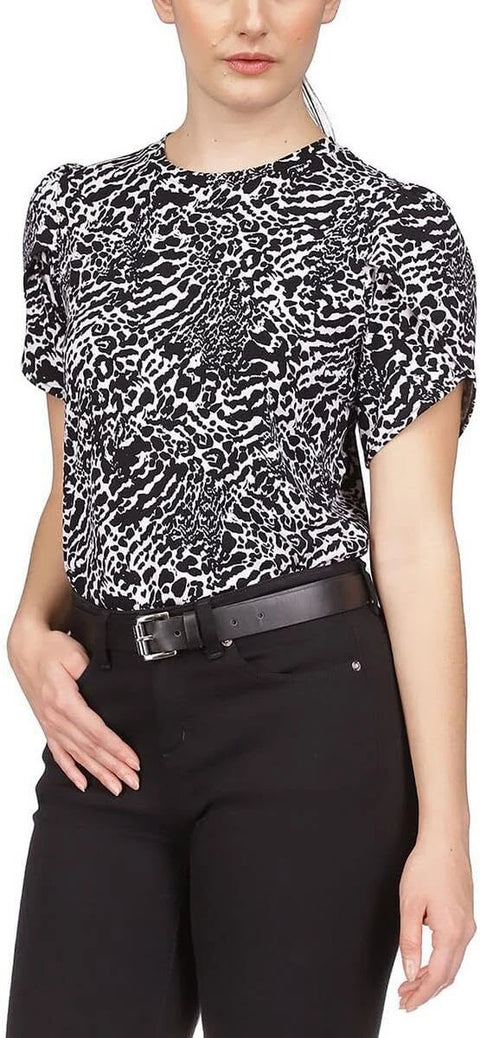 Michael Kors Women's Multicolor Animal Print Tulip Sleeve Blouse |Michael Kors In Lebanon