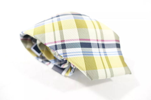 CLUB ROOM PLAID YELLOW PINK BLUE 3 INCH WIDTH NECK TIE MENS NWT NEW ABL105 SHR,