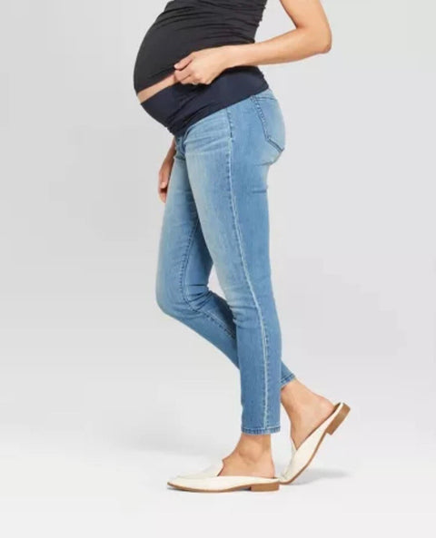 Isabel Women's Blue Over The Belly Low-Rise Skinny Maternity Jeans | Isabel In Lebanon