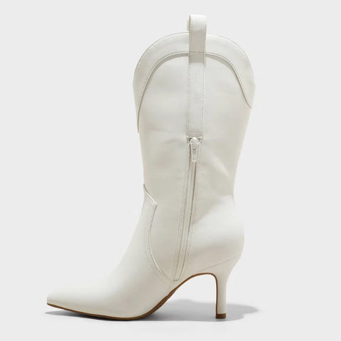 Wild Fable Women's White Bryce Heeled Western Cowboy Boots | Wild Fable In Lebanon
