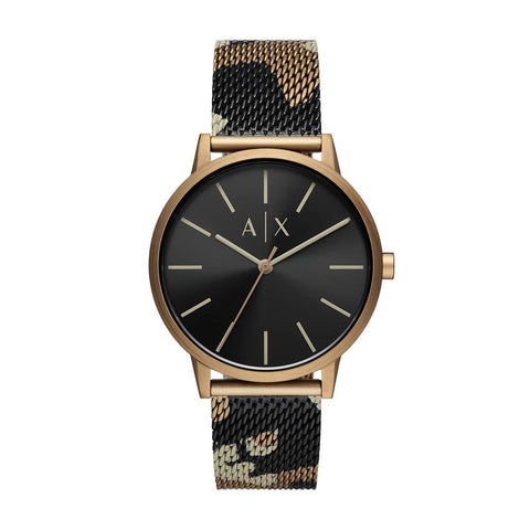 Armani Exchange Men's Three-Hand Camo Pattern Stainless Steel Mesh Watch | Armani Exchange In Lebanon