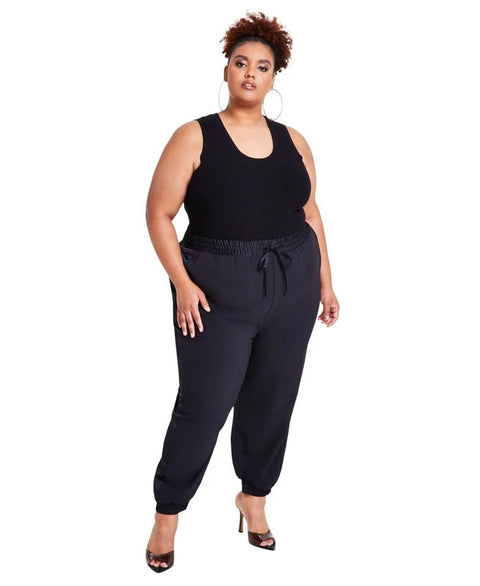 Nina Parker Women’s Black Trendy Plus Size Wide-Leg Jogging Pants | Nina Parker in Lebanon