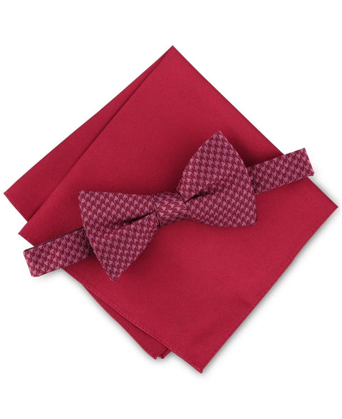 Alfani Men's Red Houndstooth Bow Tie & Pocket Square Set | Alfani In Lebanon