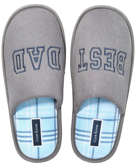 Club Room Men's Grey Best Dad Embroidered Slippers | Club Room In Lebanon