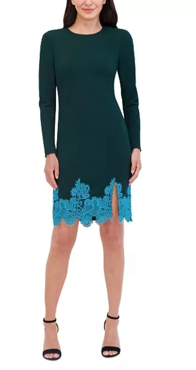 Vince Camuto Women's Dark Green Lace-Hem Bodycon Dress |Vince Camuto In Lebanon