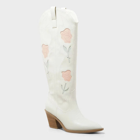 Universal Thread Women's Off White Dixie Bone Floral Western Cowboy Boots | Universal Thread In Lebanon