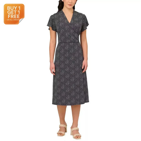 Adrianna Papell Women's Faux Wrap Multicolor Dress ABF5113