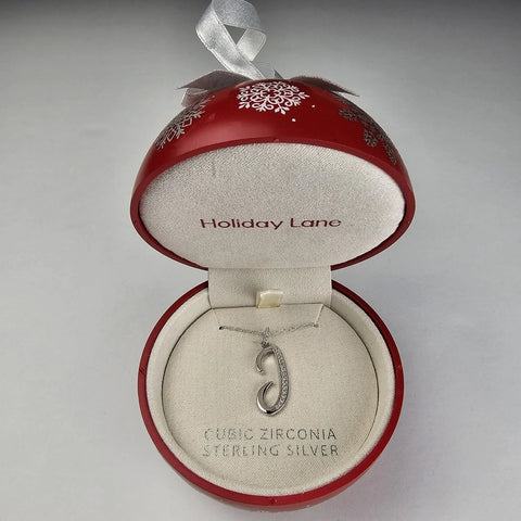 Holiday Lane Women's Silver Cubic Zirconia "J" Initial Pendant Necklace | Holiday Lane In Lebanon