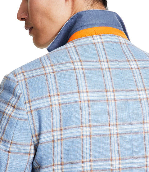 Tallia Men's Blue & Brown Slim-Fit Plaid Wool-Blend Blazer| Tallia In Lebanon
