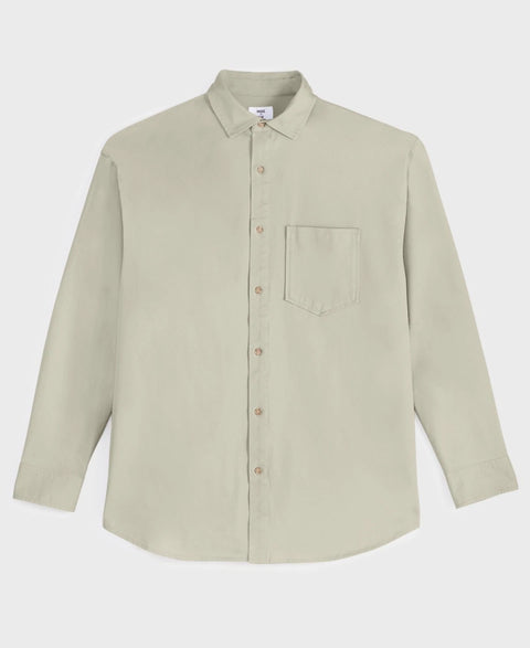 Mode of One Men's Beige Relaxed-Fit Button-Down Twill Shirt | Mode of One In Lebanon
