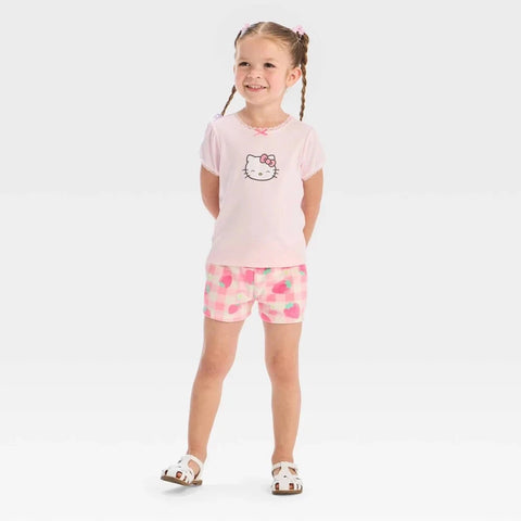 Hello Kitty Girl's Pink 2pc Short Sleeve T-Shirt and Shorts Set   |Hello Kitty in Lebanon