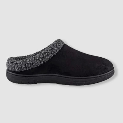 Haggar Men's Black Rolled Collar Fleece-Lined Slippers | Haggar In Lebanon