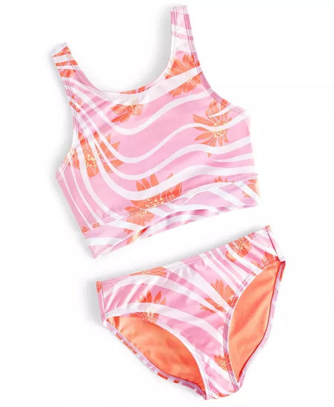 ID Ideology Girl's  Pink Fluorite Twisted Tankini Swimsuit  |ID Ideology In Lebanon