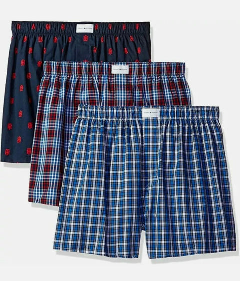 Tommy Hilfiger Men's Multicolor Pack Of 3 Woven Cotton Boxers | Tommy Hilfiger In Lebanon