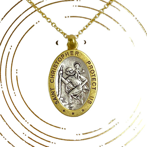 Unwritten Women's Gold Saint Christopher Protect Us Pendant Necklace |Unwritten In Lebanon