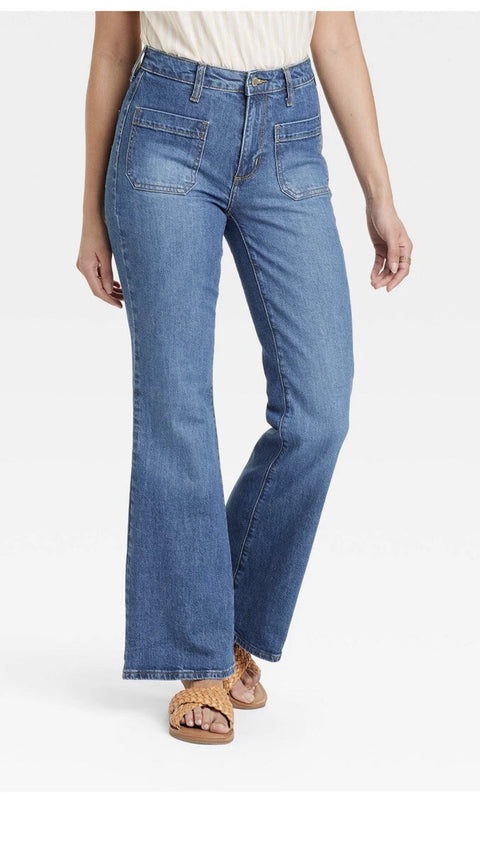 Universal Thread Women's Blue Fitted Hip Thigh High Rise Flare Jeans|  Universal Thread in Lebanon